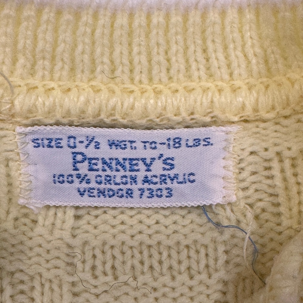 Penneys Vintage Knit Cardigan Baby 0-6M Yellow Basketweave‎ | Classic Retro - Picture 4 of 4
